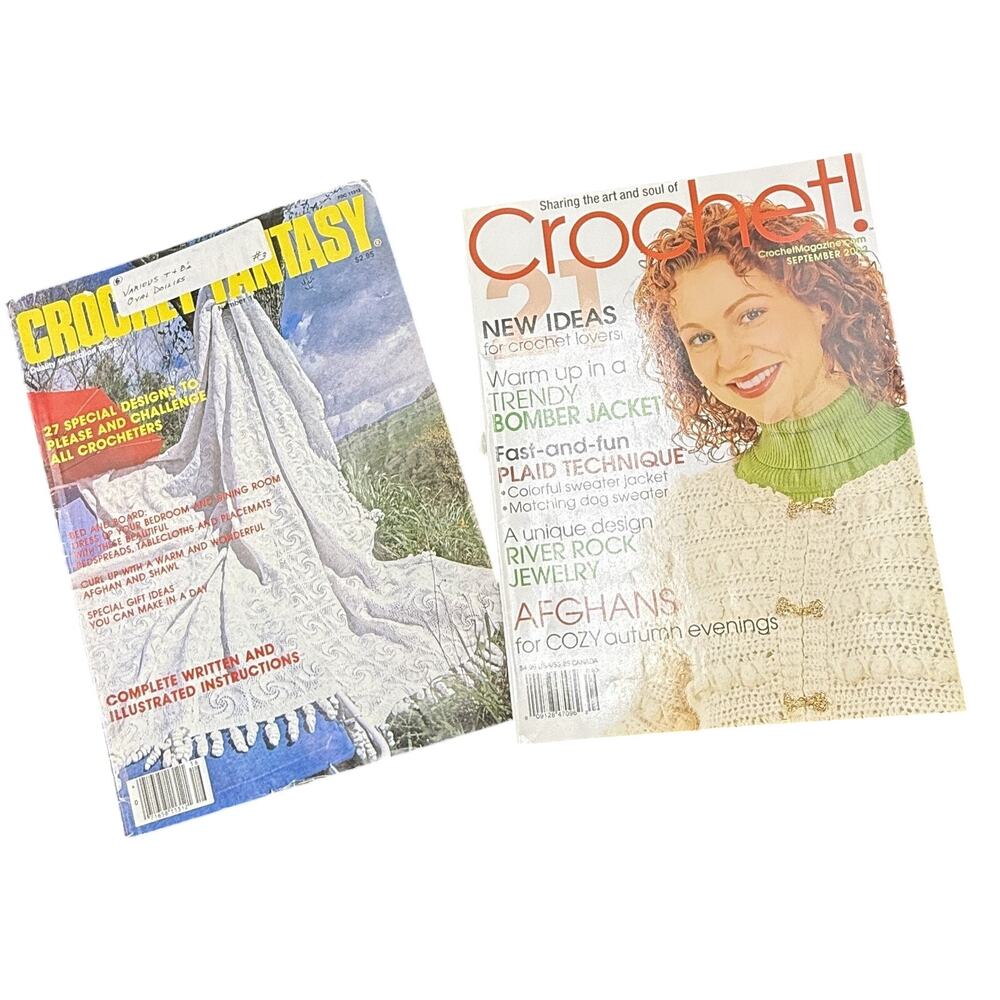 🧶Vintage Crochet Magazine Lot 2 Crochet Fantasy + Crochet! Pattern Issues Retro
